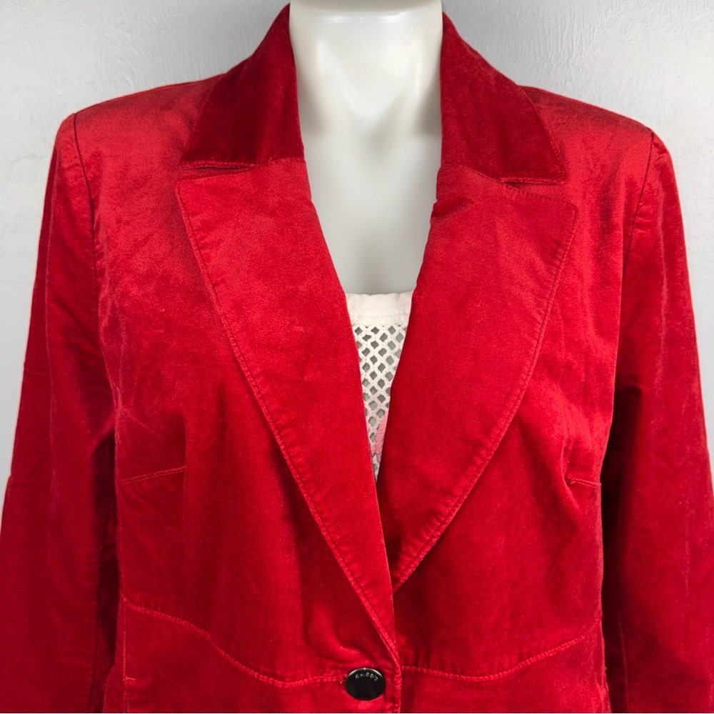 Chico’s Allure Velvet Blazer Women’s 2 Red Single Breasted One Button Office - Picture 2 of 10